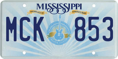 MS license plate MCK853