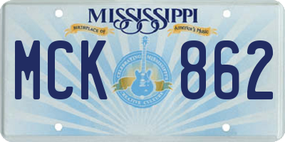 MS license plate MCK862