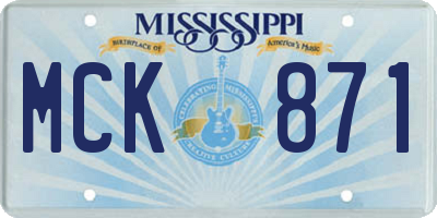MS license plate MCK871