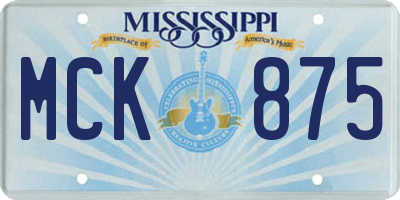 MS license plate MCK875