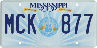 MS license plate MCK877