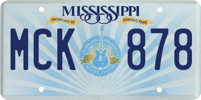 MS license plate MCK878