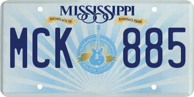 MS license plate MCK885