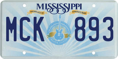 MS license plate MCK893