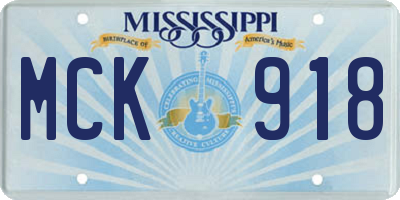 MS license plate MCK918