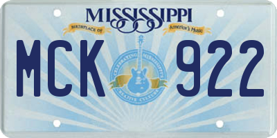 MS license plate MCK922