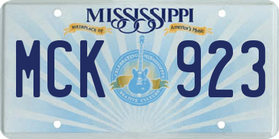 MS license plate MCK923