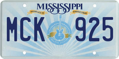 MS license plate MCK925