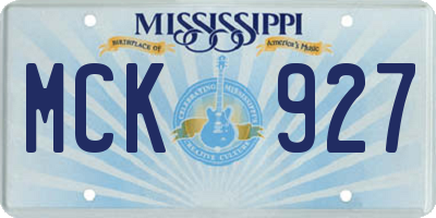 MS license plate MCK927