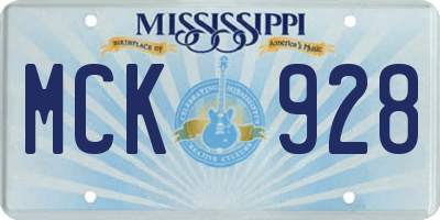 MS license plate MCK928