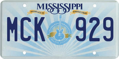 MS license plate MCK929