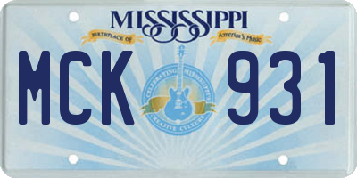 MS license plate MCK931