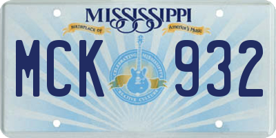 MS license plate MCK932