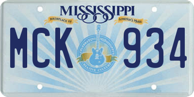 MS license plate MCK934