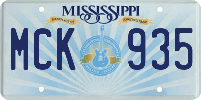 MS license plate MCK935