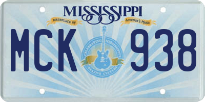 MS license plate MCK938
