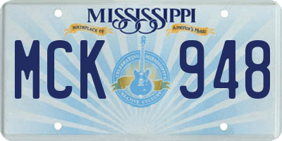 MS license plate MCK948