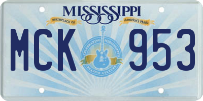 MS license plate MCK953