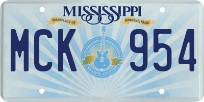 MS license plate MCK954