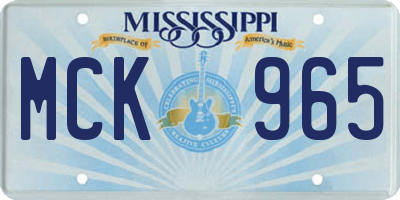 MS license plate MCK965