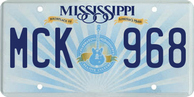 MS license plate MCK968