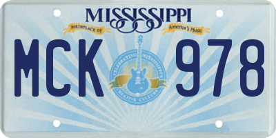 MS license plate MCK978