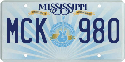 MS license plate MCK980
