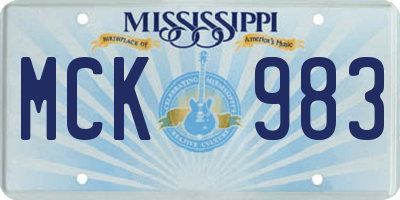 MS license plate MCK983