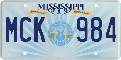 MS license plate MCK984