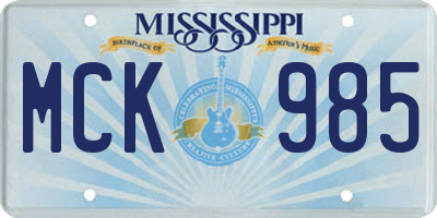 MS license plate MCK985