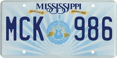 MS license plate MCK986
