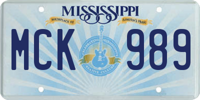 MS license plate MCK989