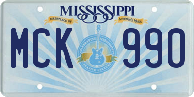 MS license plate MCK990