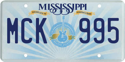 MS license plate MCK995