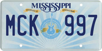 MS license plate MCK997