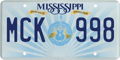 MS license plate MCK998