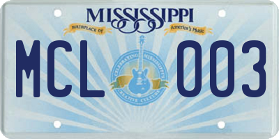 MS license plate MCL003