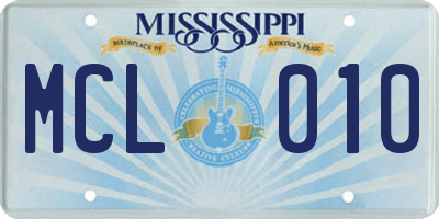 MS license plate MCL010
