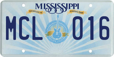 MS license plate MCL016