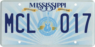 MS license plate MCL017