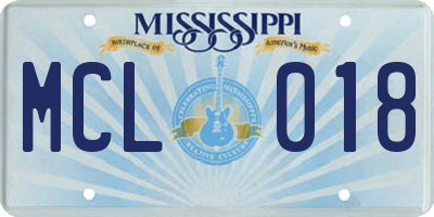 MS license plate MCL018