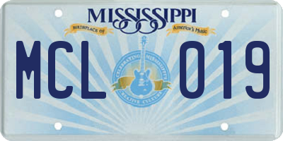 MS license plate MCL019