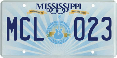 MS license plate MCL023