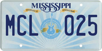 MS license plate MCL025