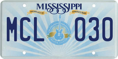 MS license plate MCL030