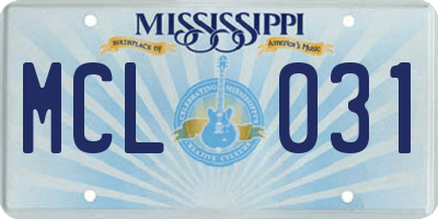 MS license plate MCL031
