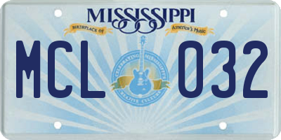 MS license plate MCL032