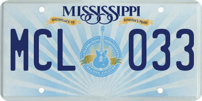 MS license plate MCL033