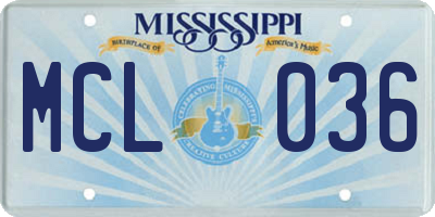 MS license plate MCL036