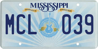 MS license plate MCL039